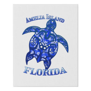 Amelia Florida Vacation Tribal Turtle Faux Canvas Print