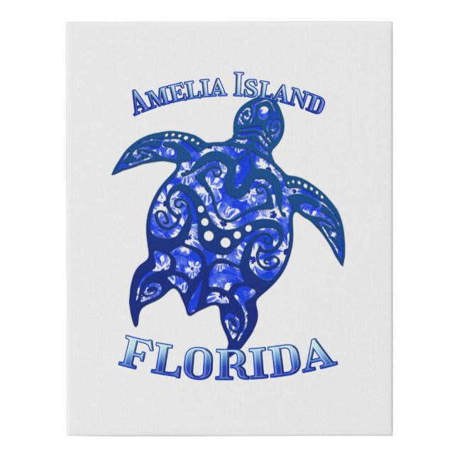 Amelia Florida Vacation Tribal Turtle Faux Canvas Print (Front)