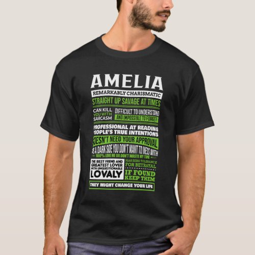 Amelia Girl Name Definition T_Shirt