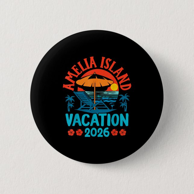 Amelia Island Florida 2026 Vacation Beach Summer V Button (Front)