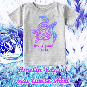 Amelia Island Florida Color Blast Sea Turtle Baby  T-Shirt