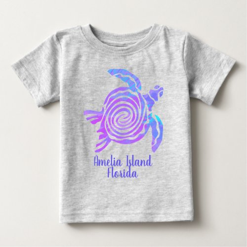 Amelia Island Florida Color Blast Sea Turtle Baby T_Shirt
