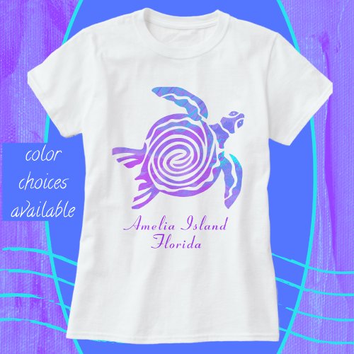 Amelia Island Florida Colorful Sea Turtle T_Shirt