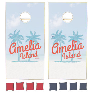 Amelia Island Florida Coral Beach Souvenir Cornhole Set