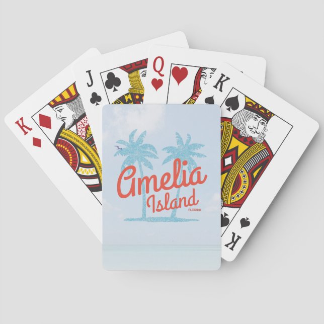 Amelia Island Florida Coral Beach Souvenir Poker Cards (Back)