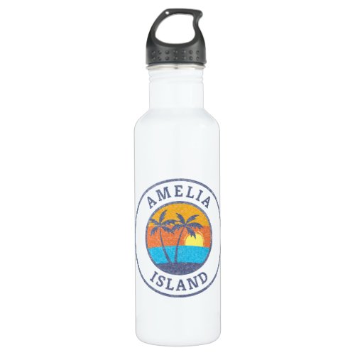 Amelia Island Florida Faded Classic Style Stainless Steel Water Bottle