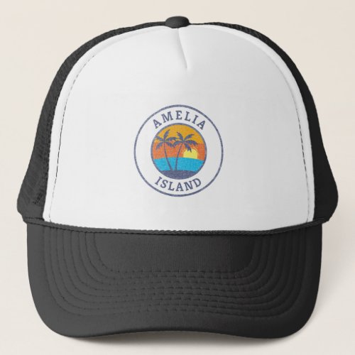 Amelia Island Florida Faded Classic Style Trucker Hat