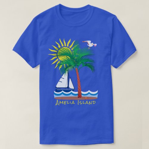 Amelia Island Florida Palm Sailboat and Sunshine T_Shirt