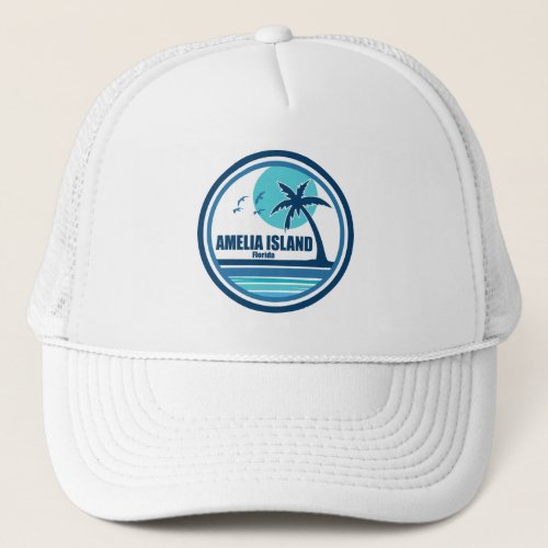 Amelia Island Florida Palm Tree Birds Trucker Hat
