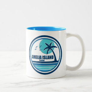 Amelia Island Florida Palm Tree Birds Two-Tone Coffee Mug