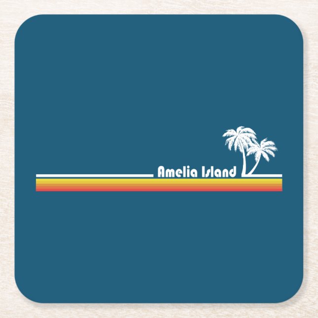 Amelia Island Florida Square Paper Coaster (Front)