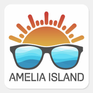 Amelia Island Florida Sunglasses Square Sticker