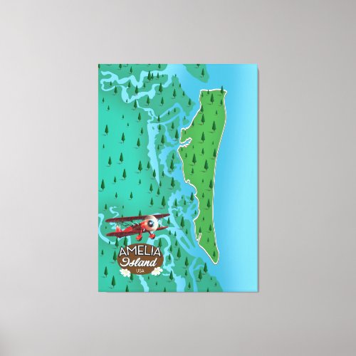 Amelia Island Florida travel map Canvas Print