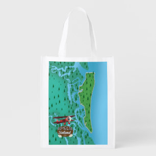 Amelia Island Florida travel map. Grocery Bag