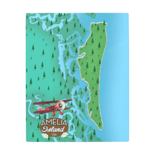 Amelia Island Florida travel map. Metal Print