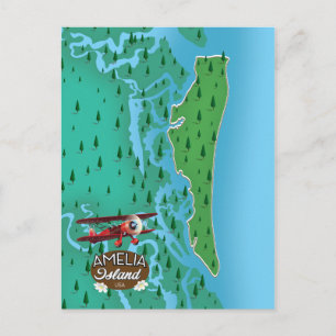 Amelia Island Florida travel map. Postcard