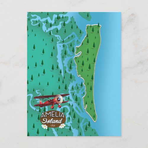 Amelia Island Florida travel map Postcard