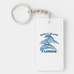 Amelia Island Florida Vacation Tribal Dolphins Keychain