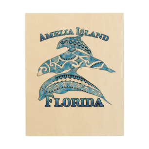 Amelia Island Florida Vacation Tribal Dolphins Wood Wall Art