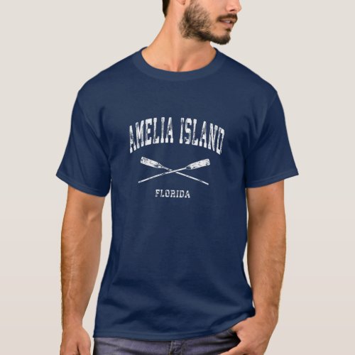 Amelia Island Florida Vintage Nautical Crossed Oar T_Shirt