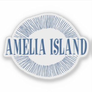 Amelia Island in blue with sun design Sticker