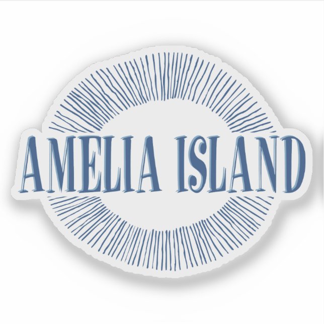 Amelia Island in blue with sun design Sticker (Front)