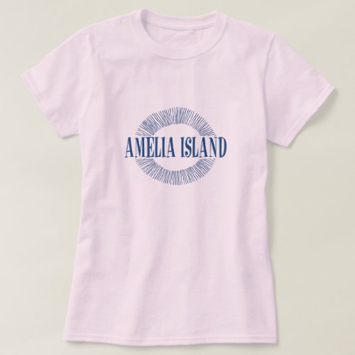 Amelia Island in blue with sun design T_Shirt