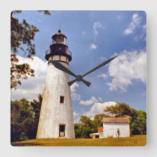 Amelia Island Lighthouse Florida Square Wall Clock