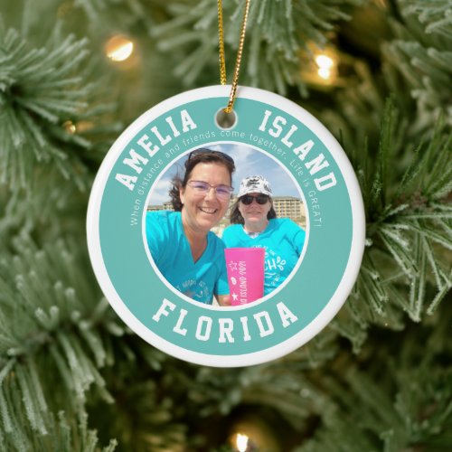 Amelia Island Vacation Christmas Ceramic Ornament