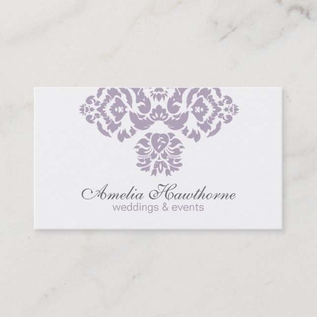 Amelia Lavender and Gray Elegant Business Card (Front)