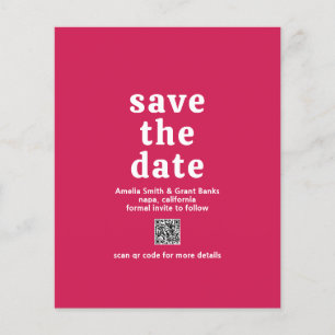 Amelia Magenta Modern Wedding Save the Date Flyer