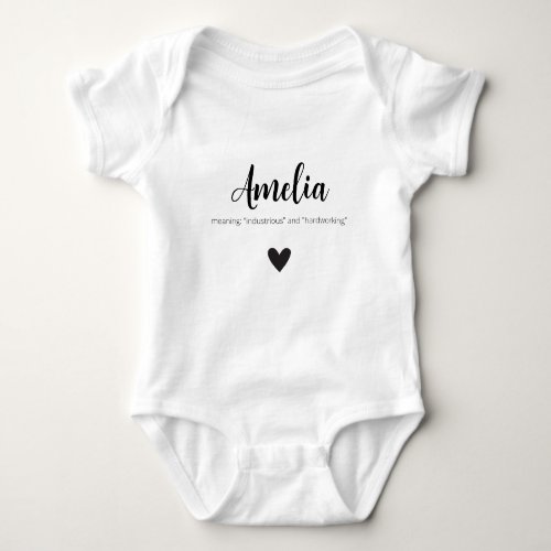 Amelia Name Reveal Meaning Baby Minimal Modern Baby Bodysuit