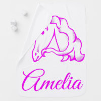 Amelia or Your Name Pink Unicorn Cute Magical Stroller Blanket