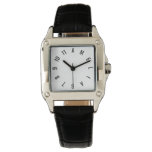 Amelia Perfect Square Black Leather Name Watch