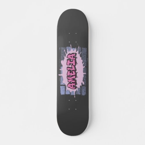 AMELIA Your Name Girls Pink Graffiti Hip Hop Skateboard