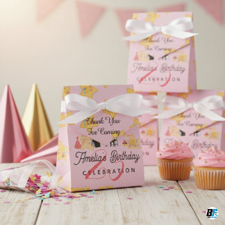 Amelia's Pink and Gold Star Happy Birthday Thank Y Favor Boxes