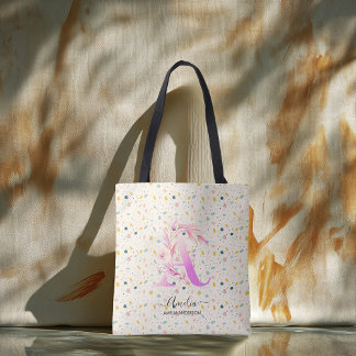 Amelia's Playful Floral Monogram Confetti - A Tote Bag