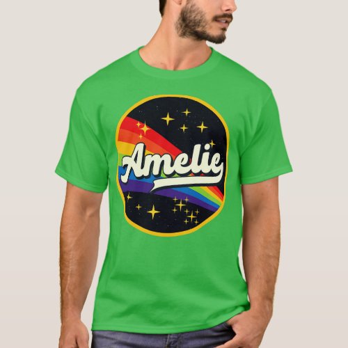 Amelie Rainbow In Space Vintage Style T_Shirt