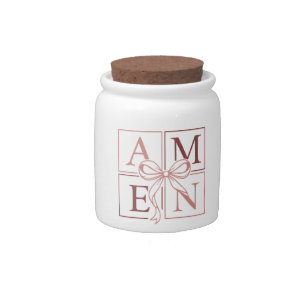 AMEN Pink Bow Christian Candy Jar