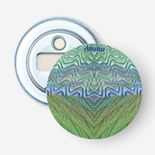 AMENA ~ UNUSUAL Shades+Green+Blue 3D Fractal ~  Bottle Opener