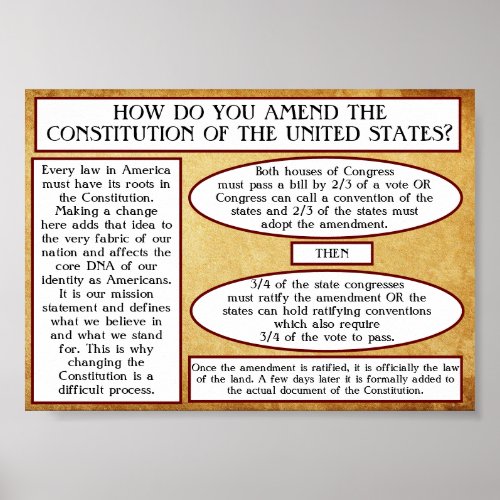 Amend the Consitution Government Law Studies USA Poster