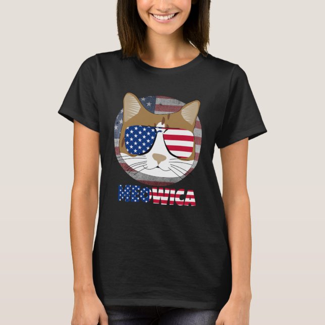 Ameowica  Cat American Meow Kitty Cute Kitten T-Shirt (Front)
