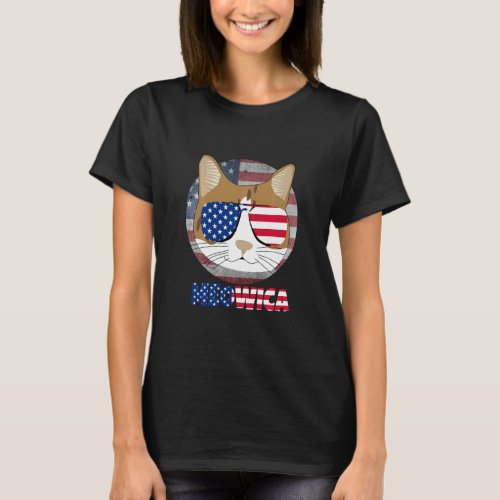 Ameowica Funny Cat American Meow Kitty Cute Kitten T_Shirt