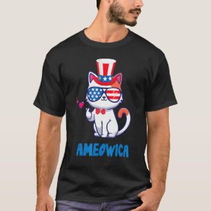 Ameowica  Patriotic Cat Sunglasses Memorial Day T-Shirt