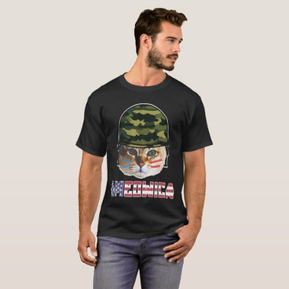 Ameowica USA America T-Shirt Funny Cat Tee