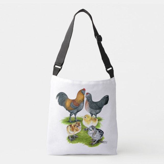 Ameraucana Chicken Family Crossbody Bag (Front)