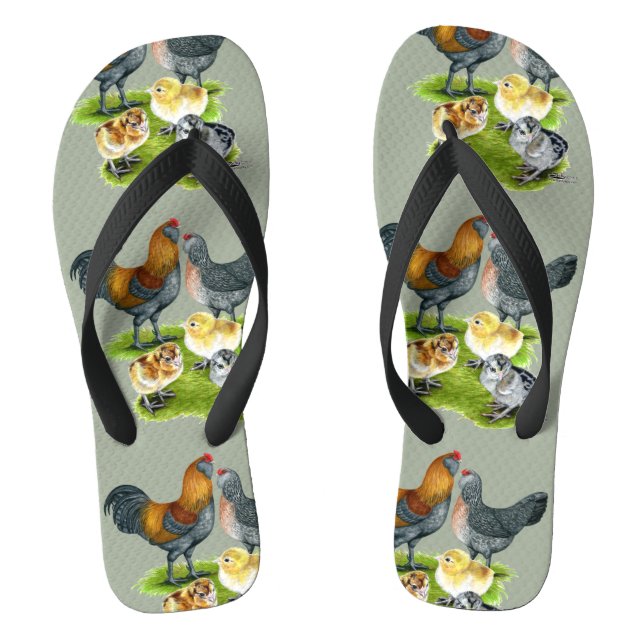 Ameraucana Chicken Family Flip Flops (Footbed)