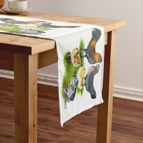 Ameraucana Chicken Family Short Table Runner