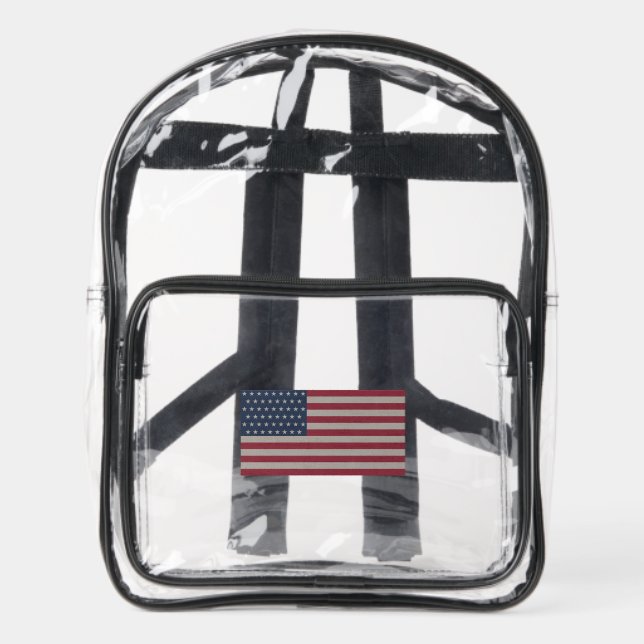 Amercan flag clear stadium bag backpack (Front)