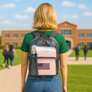Amercan flag clear stadium bag backpack